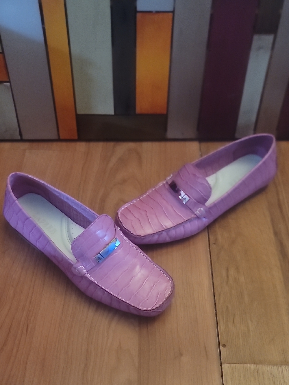 Ralph Lauren Carlene Crocodile Pink Mule Slides